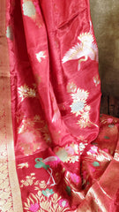 Elegant Red and Gold Russian Silk Saree