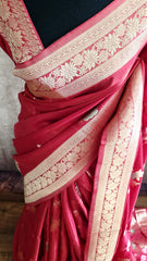 Elegant Red and Gold Russian Silk Saree