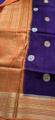 Elegant Deep pruple Silk Blend Saree with Contrast orange Zari Border