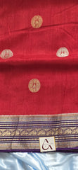 Elegant Red Silk Blend Saree with Contrast Purple Zari Border