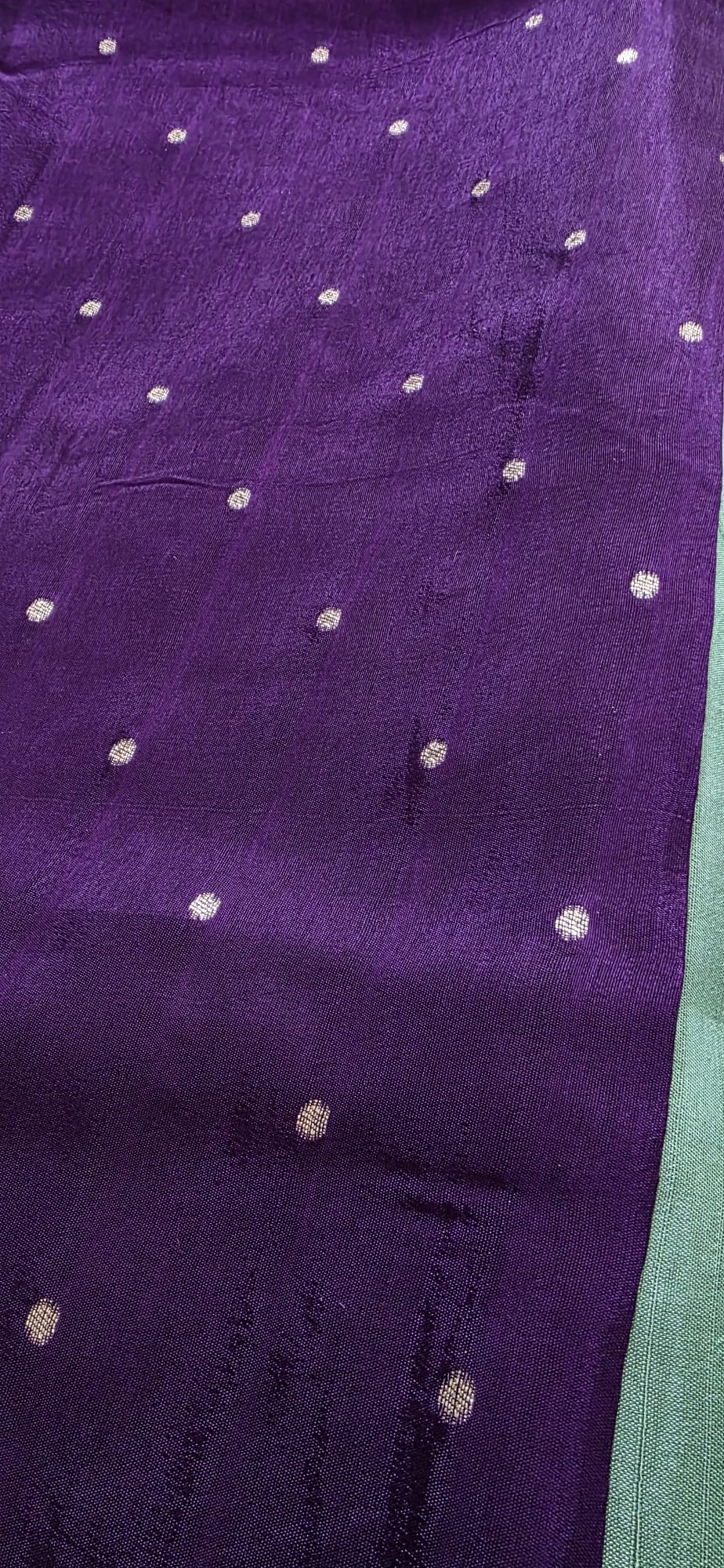 Elegant Mint Sea Green Silk Blend Saree with Contrast Purple Zari Border