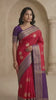 Elegant Red Silk Blend Saree with Contrast Purple Zari Border