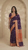 Elegant Deep pruple Silk Blend Saree with Contrast orange Zari Border